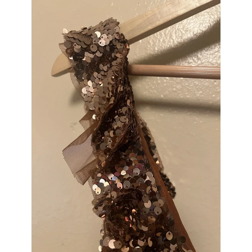 Anthropologie Free People Siren Sequin Mini Dress Lined Cocktail‎ Party Bronze 4